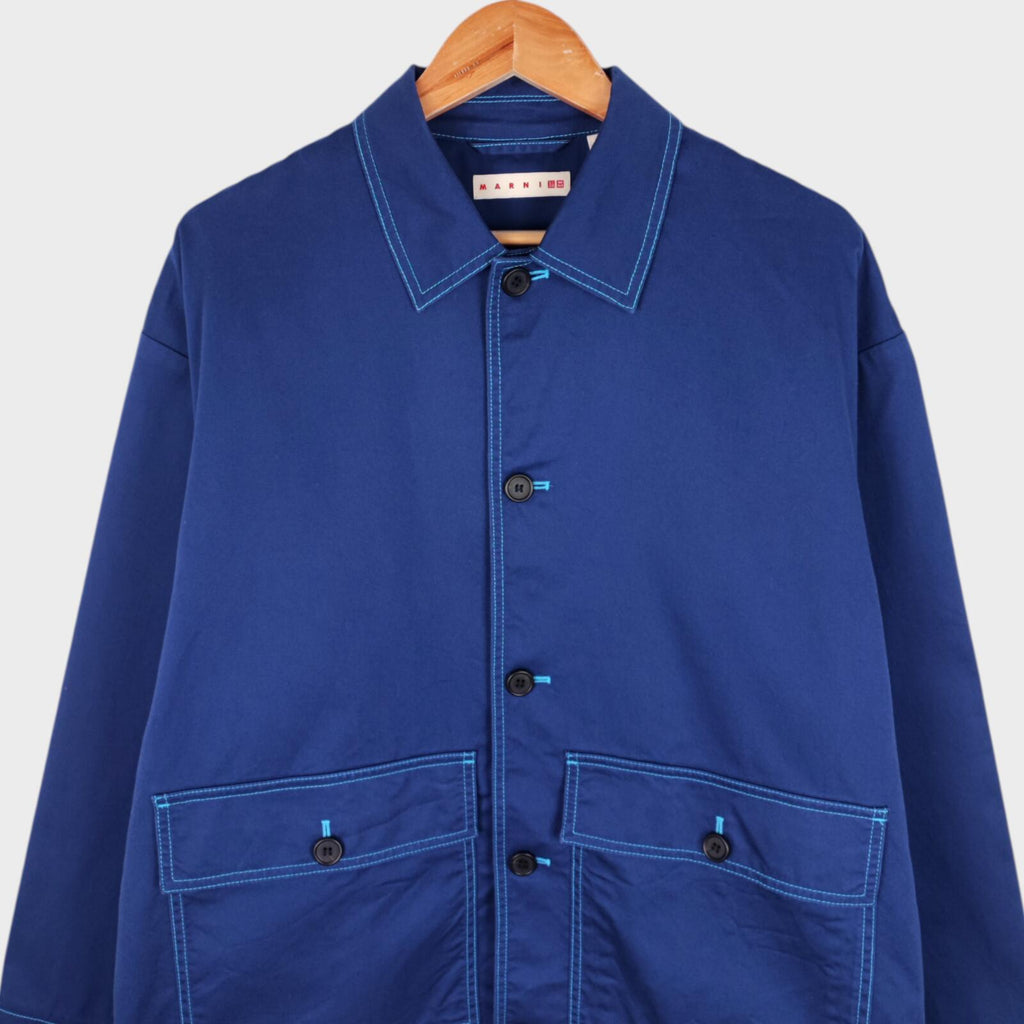 MARNI x UNIQLO Men's Blue Cotton Twill Utility Chore Jacket