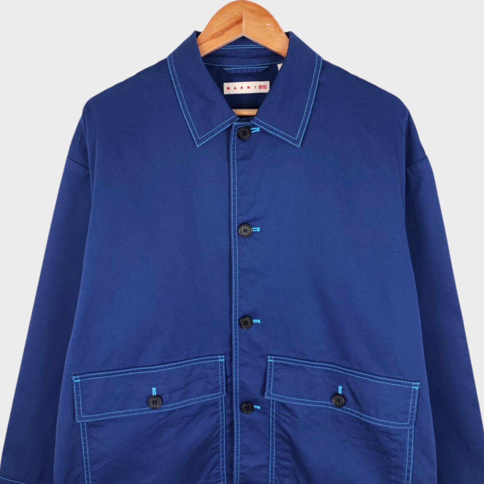 MARNI x UNIQLO Men's Blue Cotton Twill Utility Chore Jacket