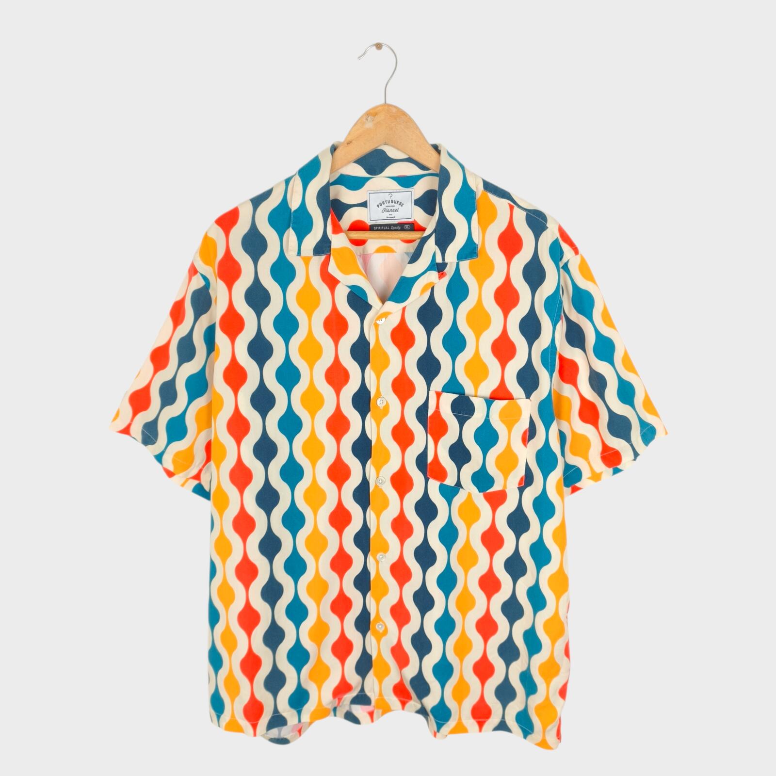 PORTUGUESE FLANNEL Men's Multicoloured Print Camp Collar Vacation Shirt
