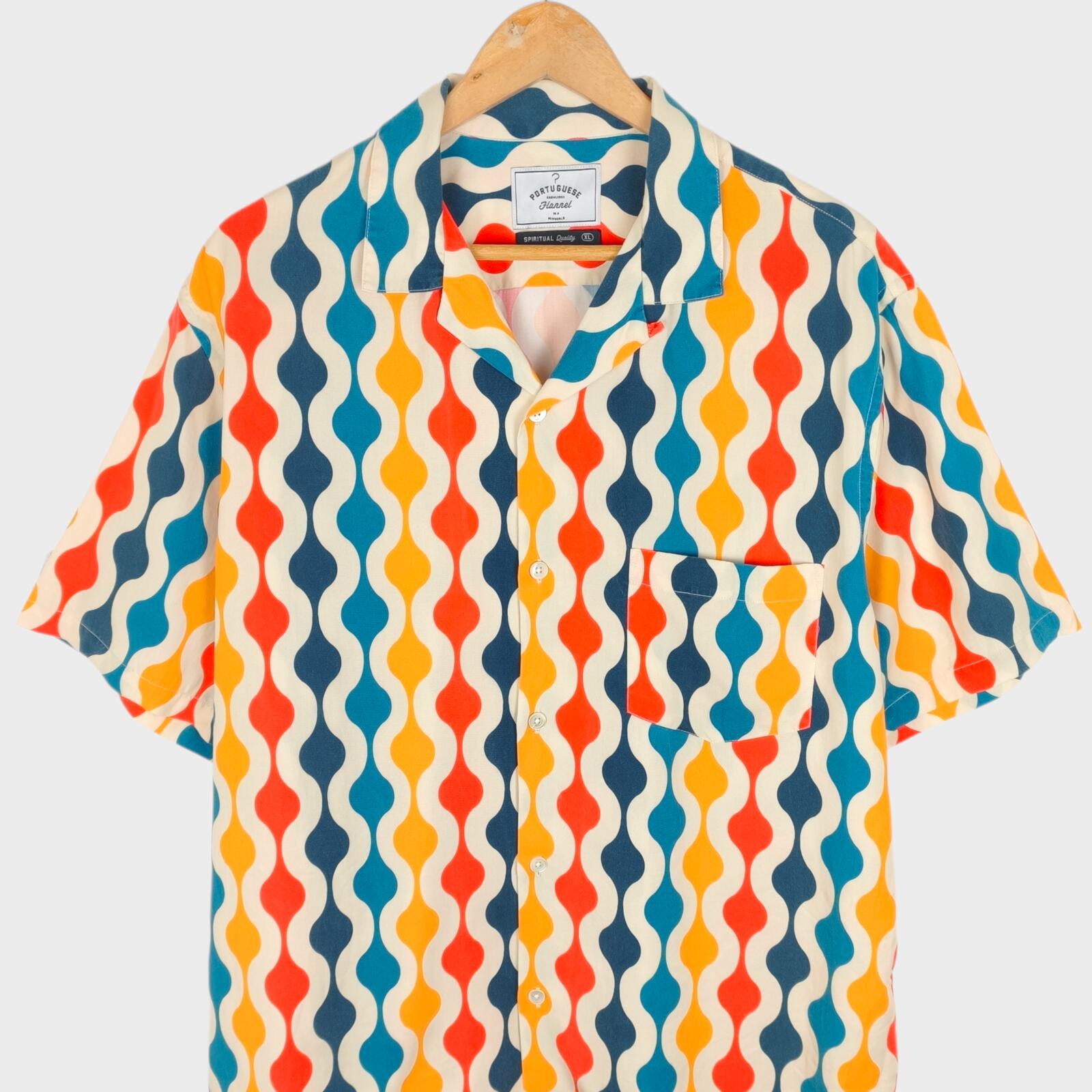 PORTUGUESE FLANNEL Men's Multicoloured Print Camp Collar Vacation Shirt