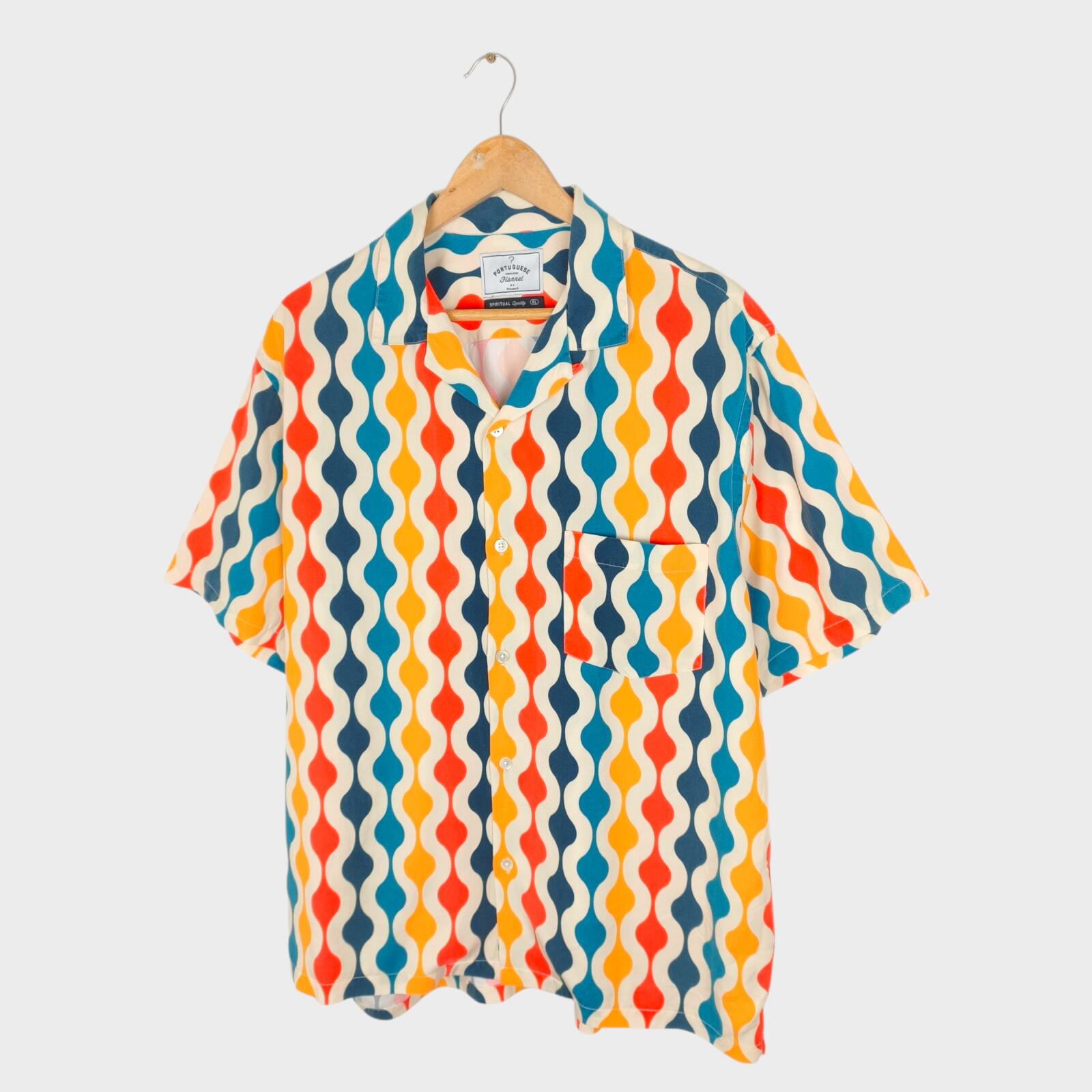 PORTUGUESE FLANNEL Men's Multicoloured Print Camp Collar Vacation Shirt