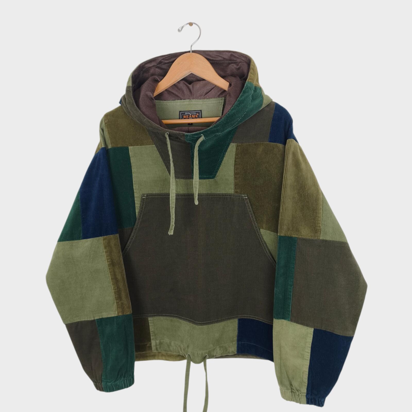 BEAMS PLUS Men's Multicoloured Military Corduroy Patchwork Smock