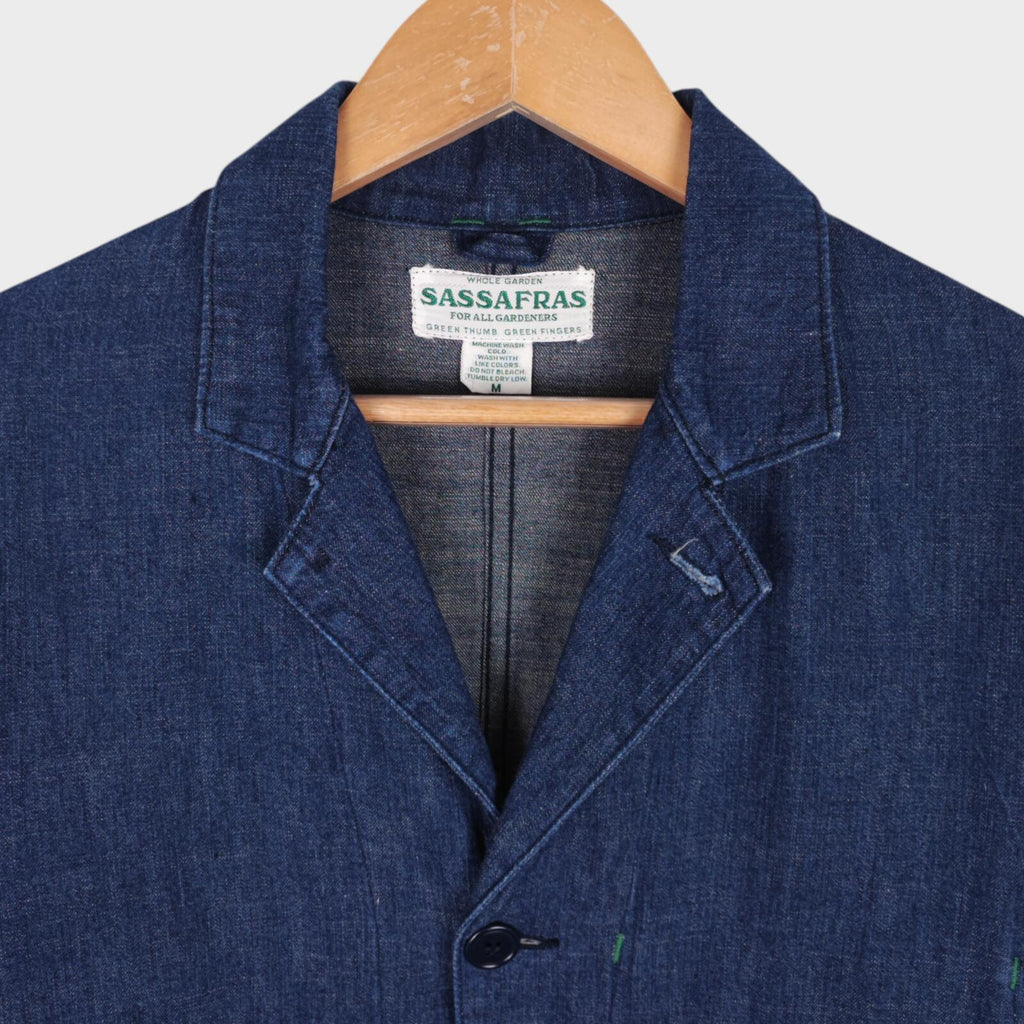 SASSAFRAS Men's Made in Japan Blue Denim B.D.U. Leaf Chore Jacket