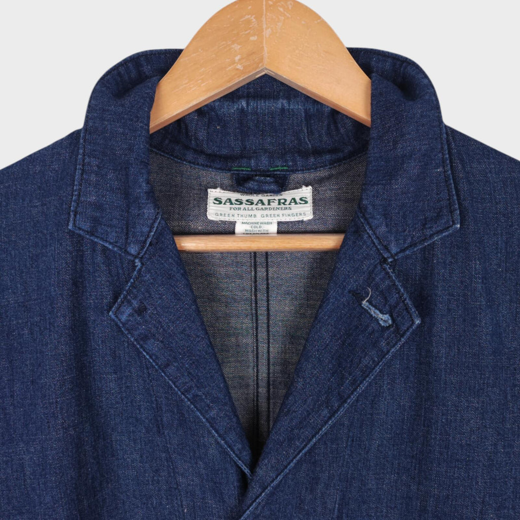 SASSAFRAS Men's Made in Japan Blue Denim B.D.U. Leaf Chore Jacket