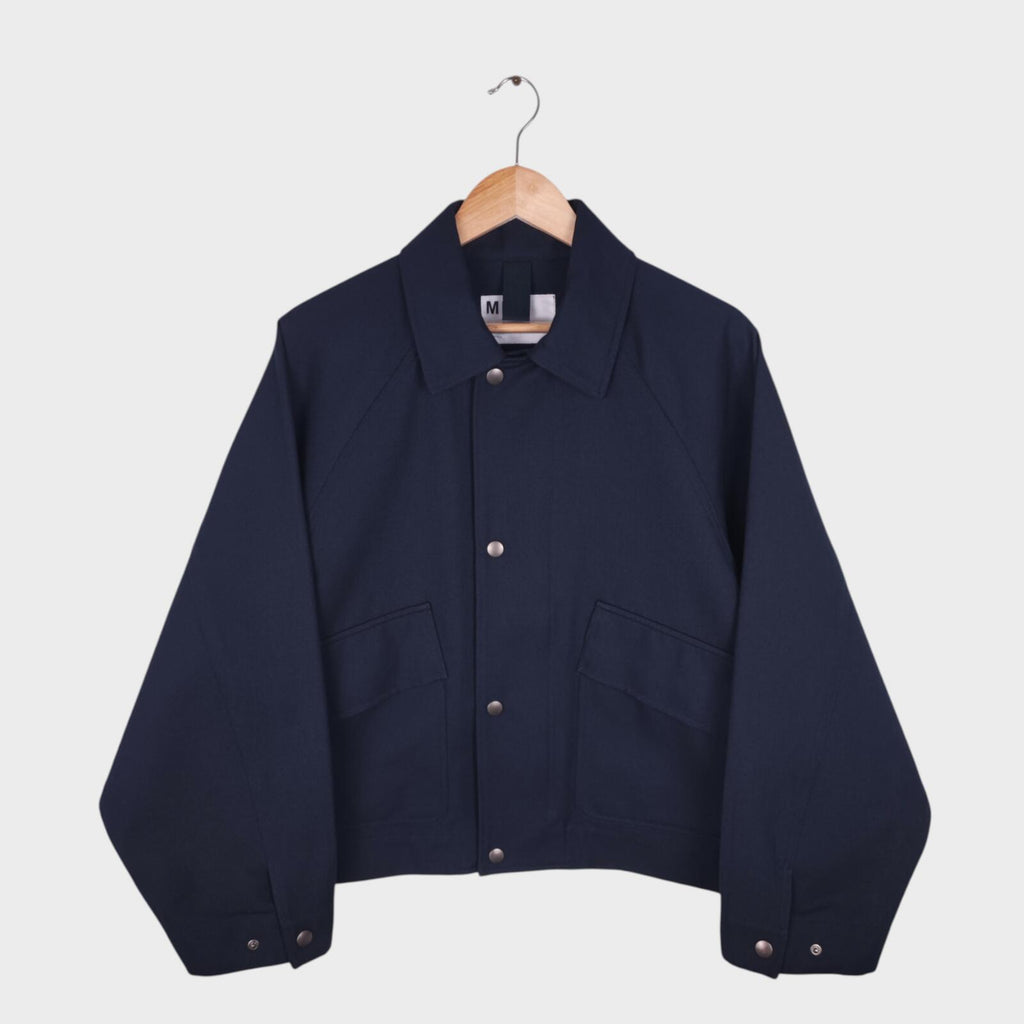 MHL MARGARET HOWELL Men's Navy Cotton/Wool Blend Relaxed Fit Blouson Jacket