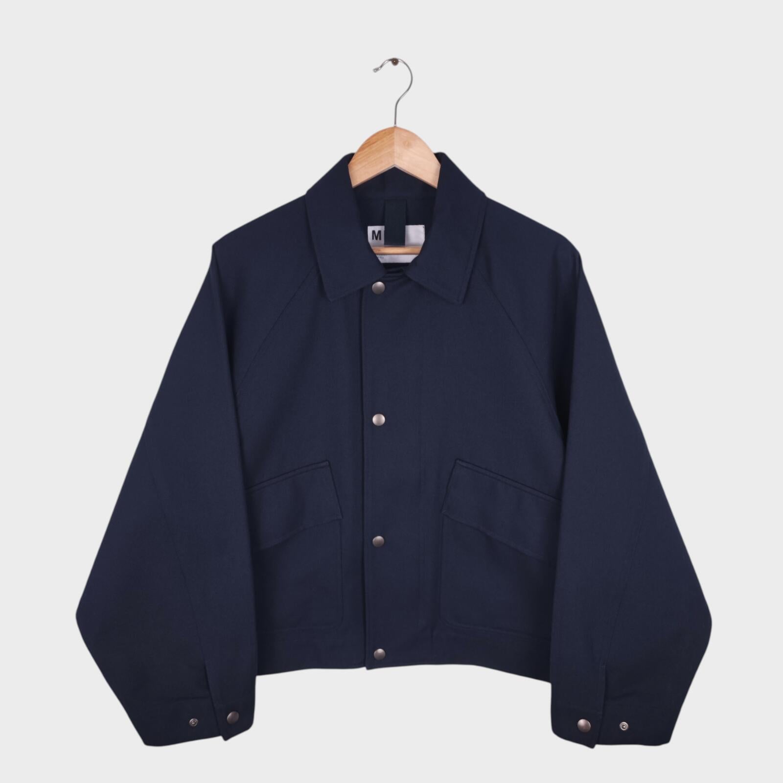 MHL MARGARET HOWELL Men's Navy Cotton/Wool Blend Relaxed Fit Blouson Jacket