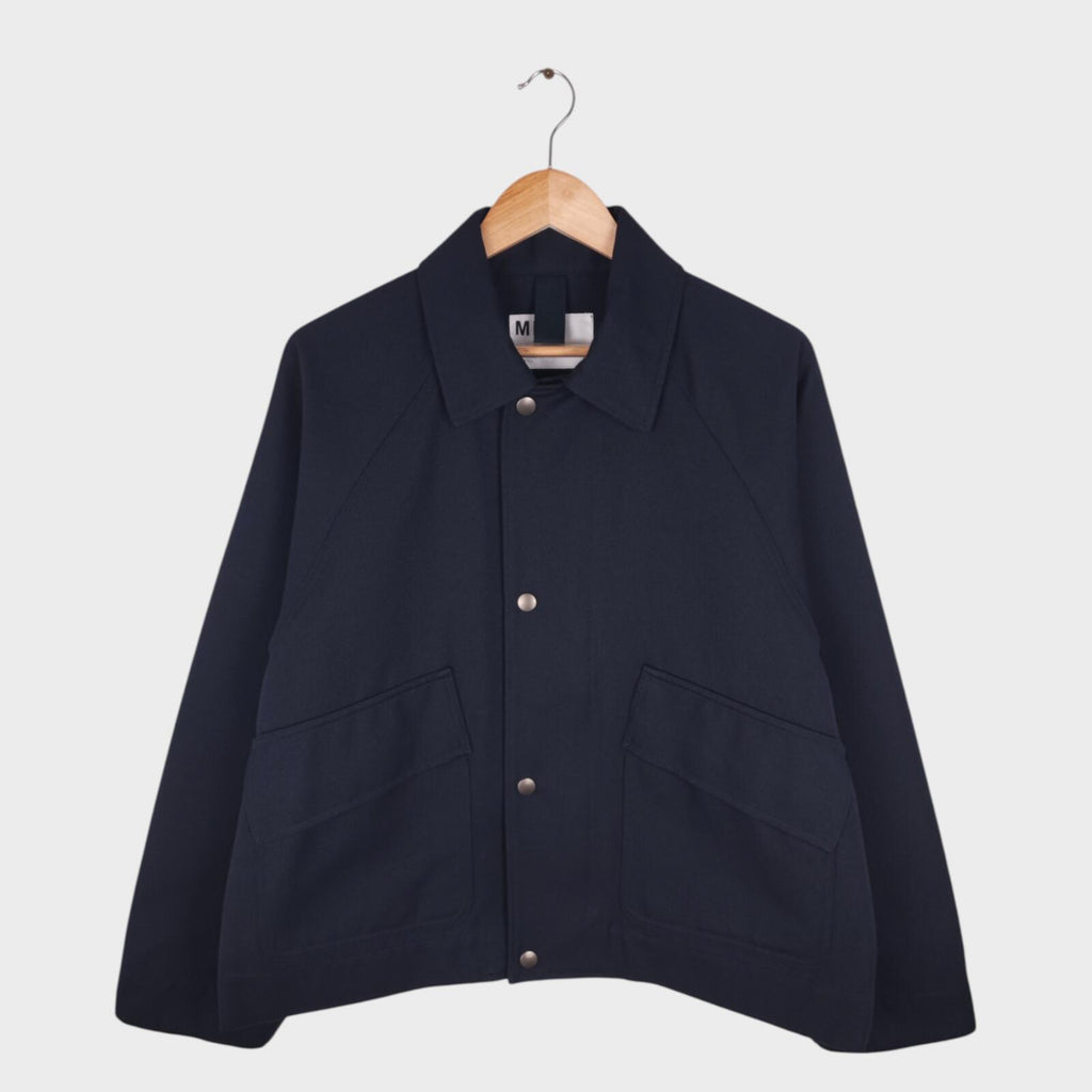 MHL MARGARET HOWELL Men's Navy Cotton/Wool Blend Relaxed Fit Blouson Jacket