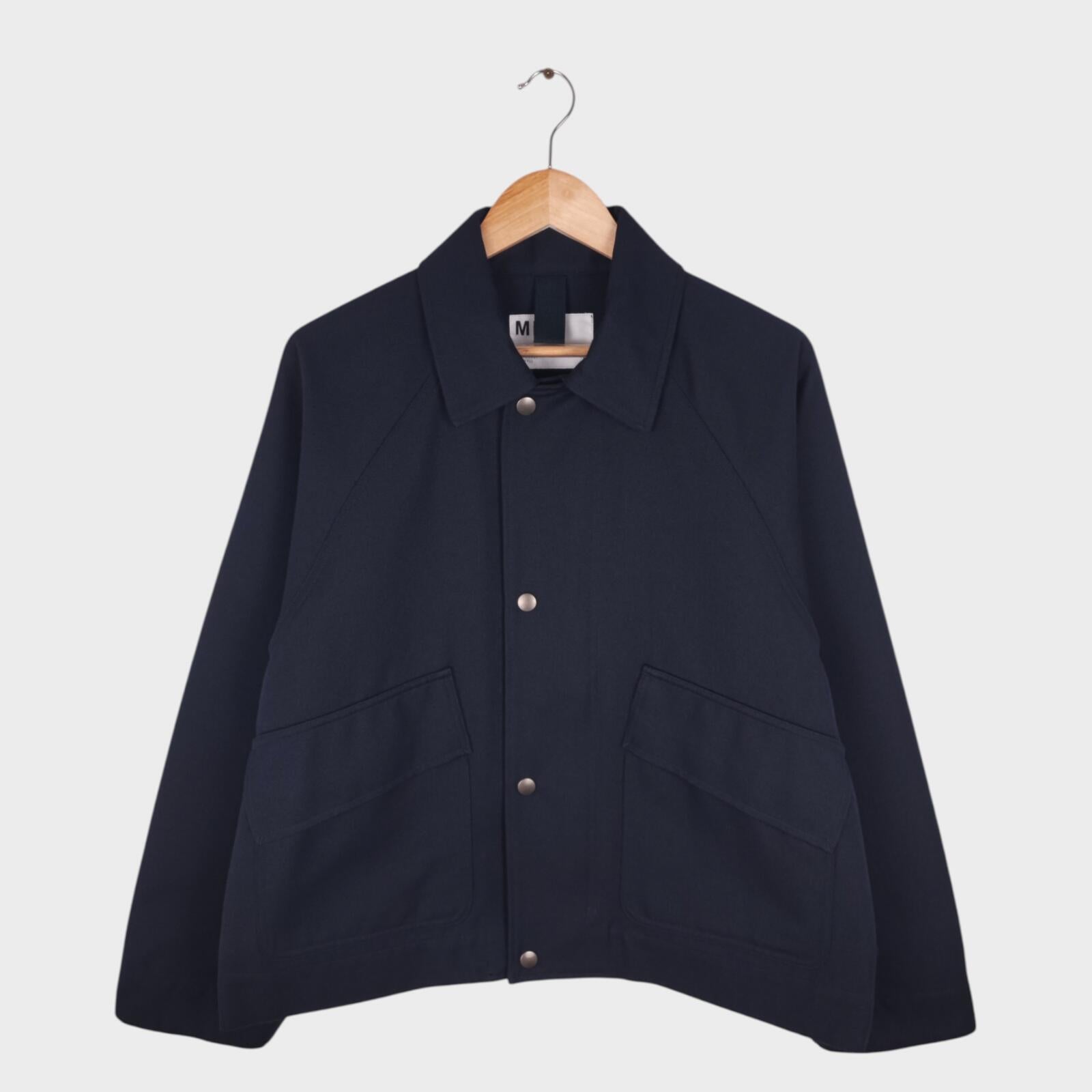 MHL MARGARET HOWELL Men's Navy Cotton/Wool Blend Relaxed Fit Blouson Jacket