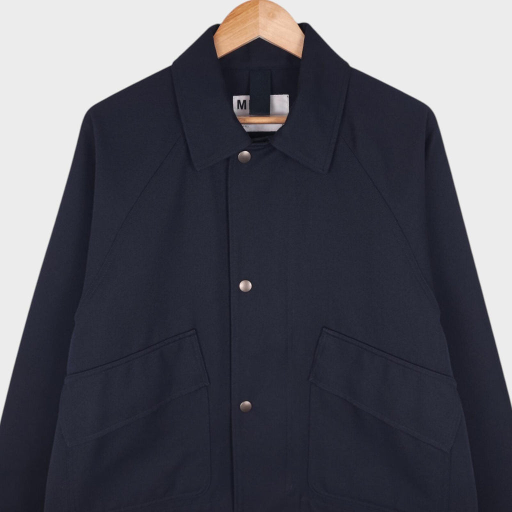 MHL MARGARET HOWELL Men's Navy Cotton/Wool Blend Relaxed Fit Blouson Jacket