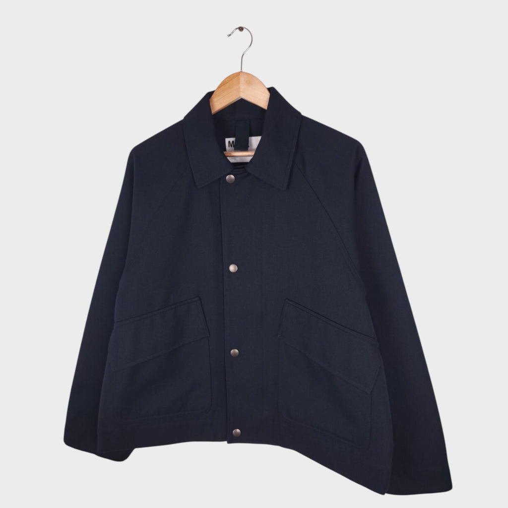 MHL MARGARET HOWELL Men's Navy Cotton/Wool Blend Relaxed Fit Blouson Jacket
