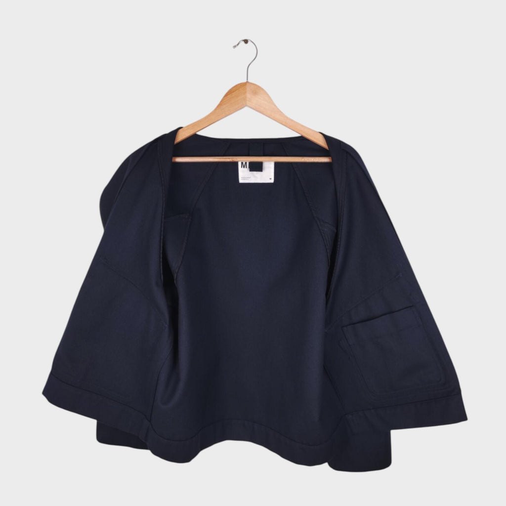 MHL MARGARET HOWELL Men's Navy Cotton/Wool Blend Relaxed Fit Blouson Jacket