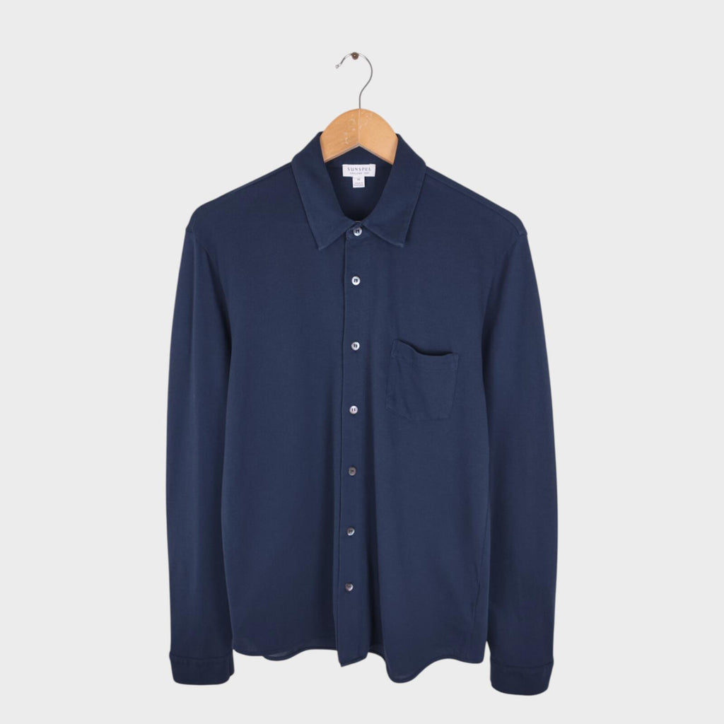 SUNSPEL Men's Navy Blue Cotton Pique Shirt