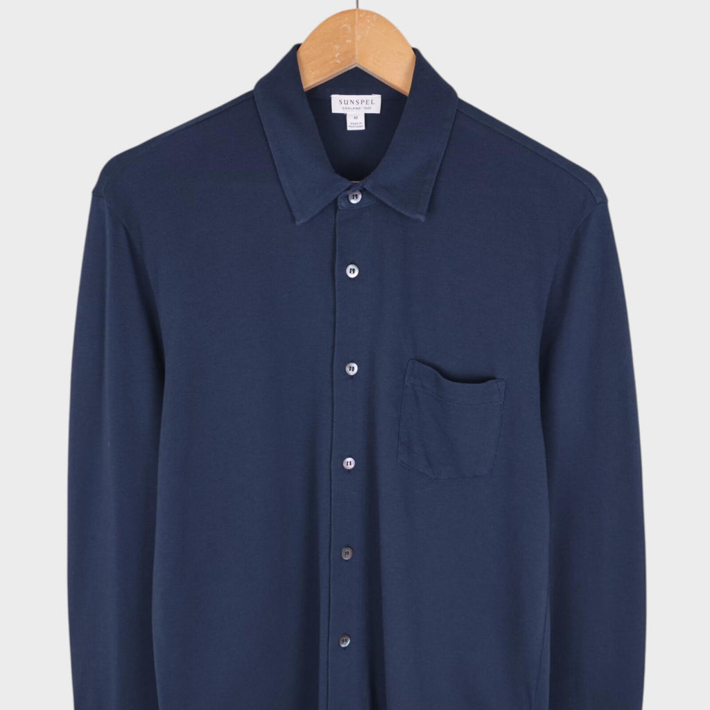 SUNSPEL Men's Navy Blue Cotton Pique Shirt