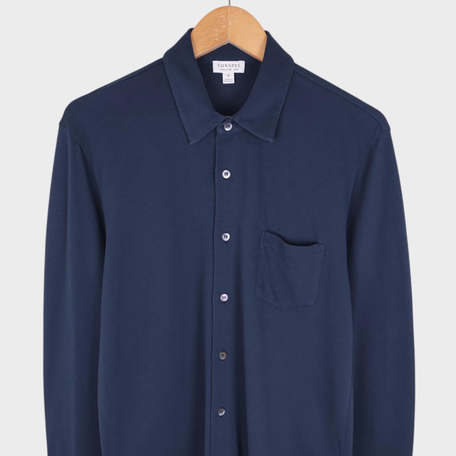 SUNSPEL Men's Navy Blue Cotton Pique Shirt