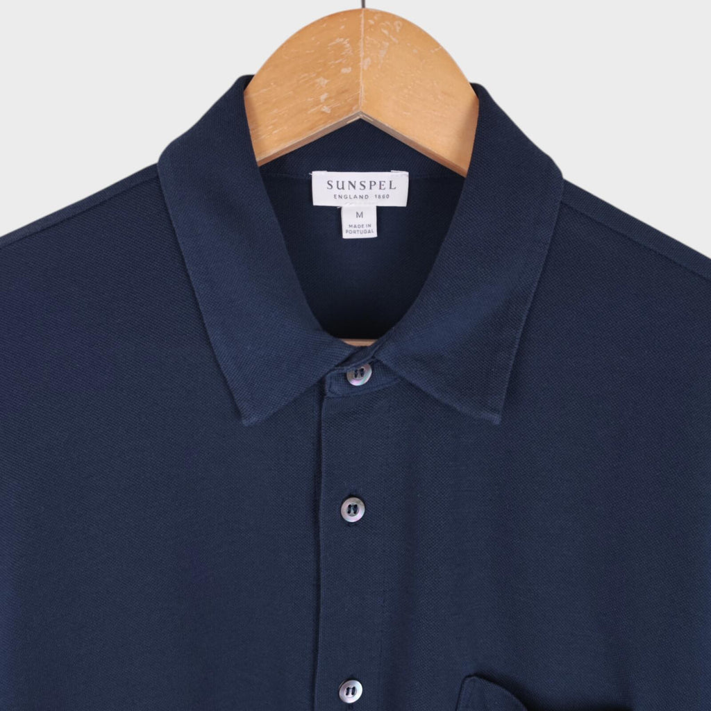 SUNSPEL Men's Navy Blue Cotton Pique Shirt