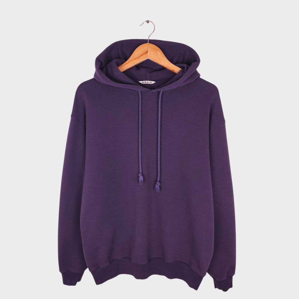 AURALEE Men's Made in Japan Relaxed Fit Purple Cotton Hoodie