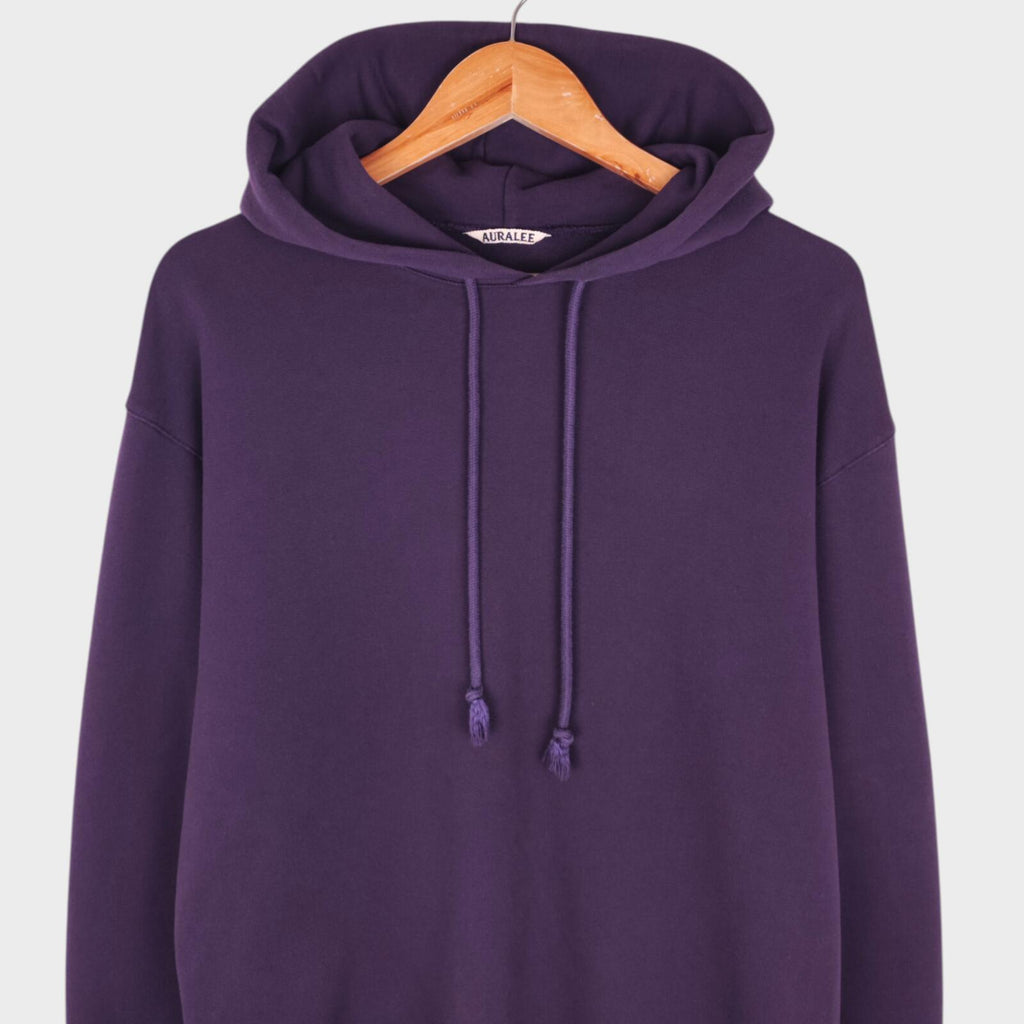 AURALEE Men's Made in Japan Relaxed Fit Purple Cotton Hoodie
