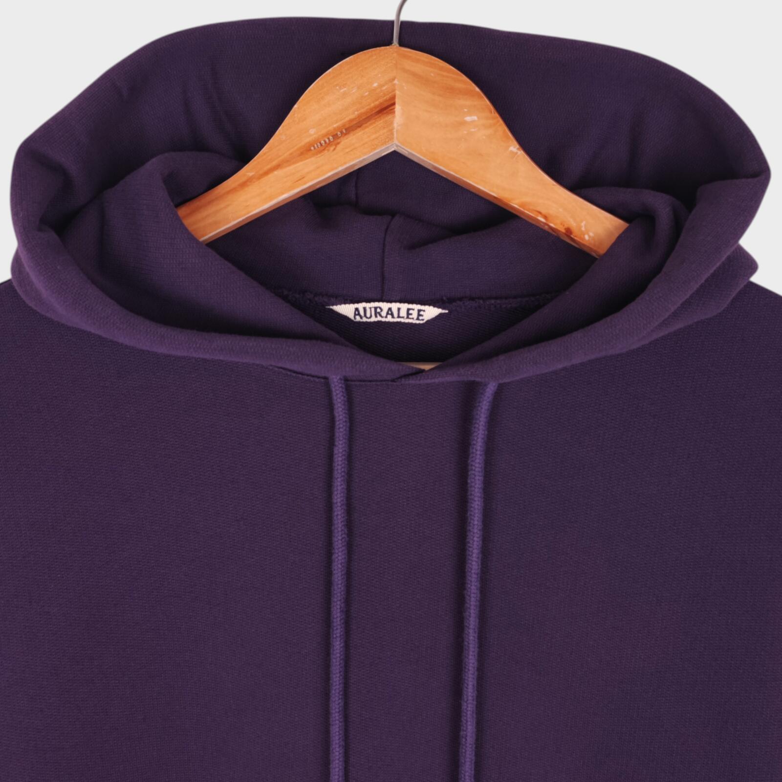 AURALEE Men's Made in Japan Relaxed Fit Purple Cotton Hoodie