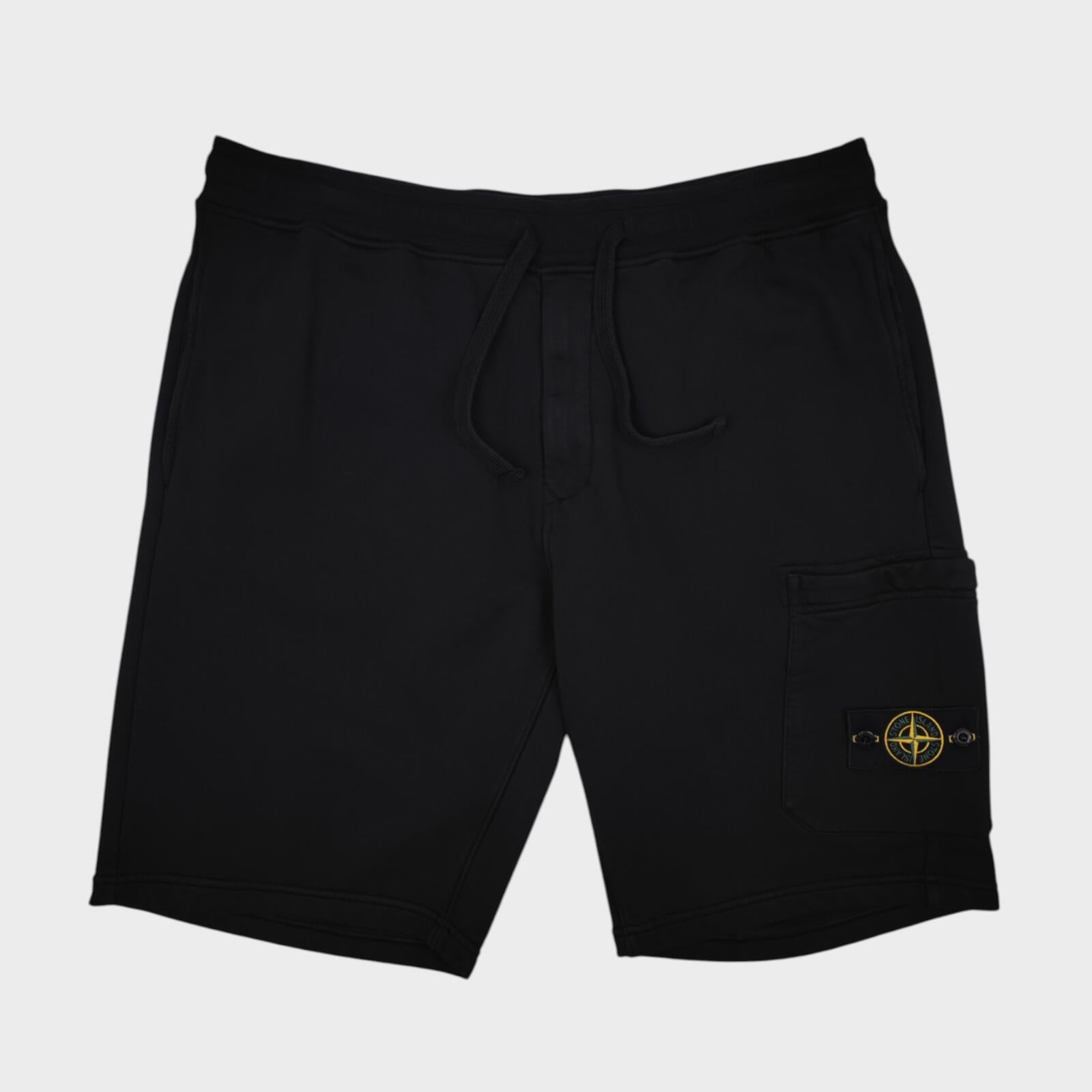 STONE ISLAND Men's Black Compass Badge Sweat Shorts