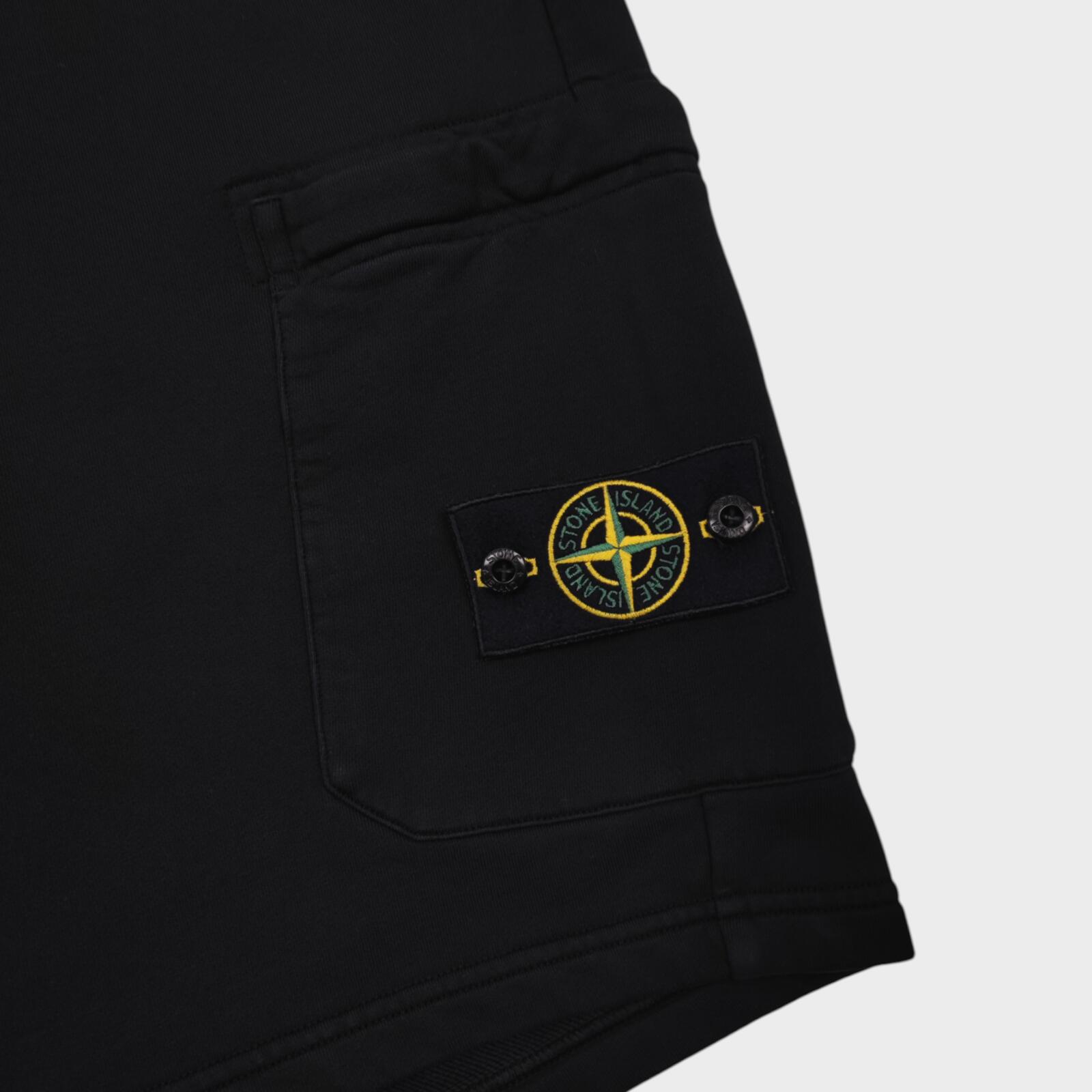 STONE ISLAND Men's Black Compass Badge Sweat Shorts