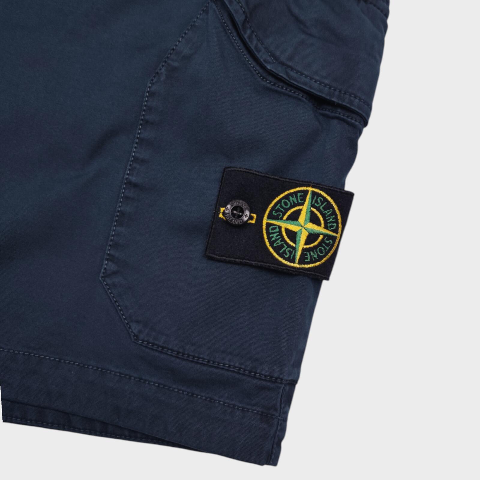 STONE ISLAND Men's Navy Blue Garment Dyed Detachable Badge Cargo Shorts