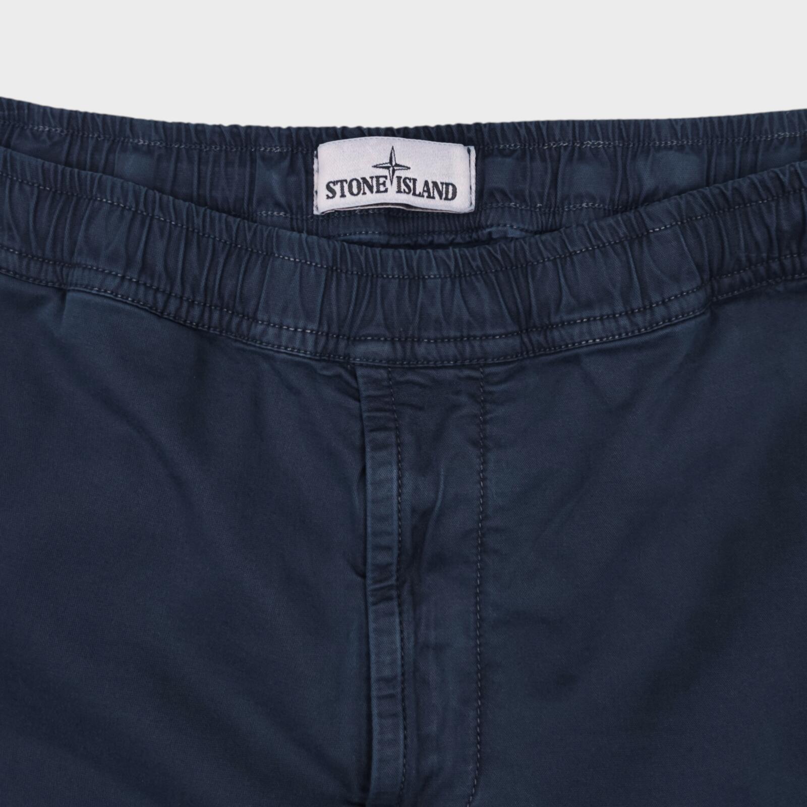 STONE ISLAND Men's Navy Blue Garment Dyed Detachable Badge Cargo Shorts