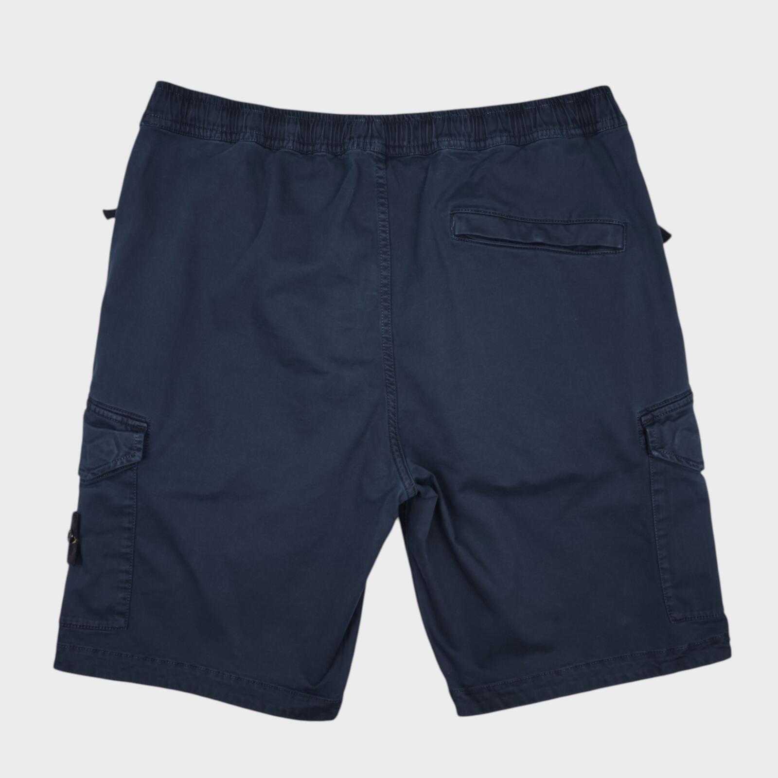 STONE ISLAND Men's Navy Blue Garment Dyed Detachable Badge Cargo Shorts