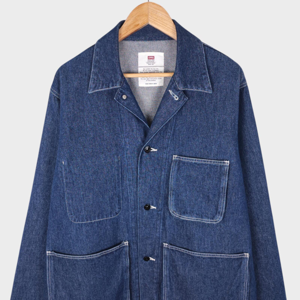 EDWIN Japan Men's Blue Relaxed Fit Denim Chore Jacket