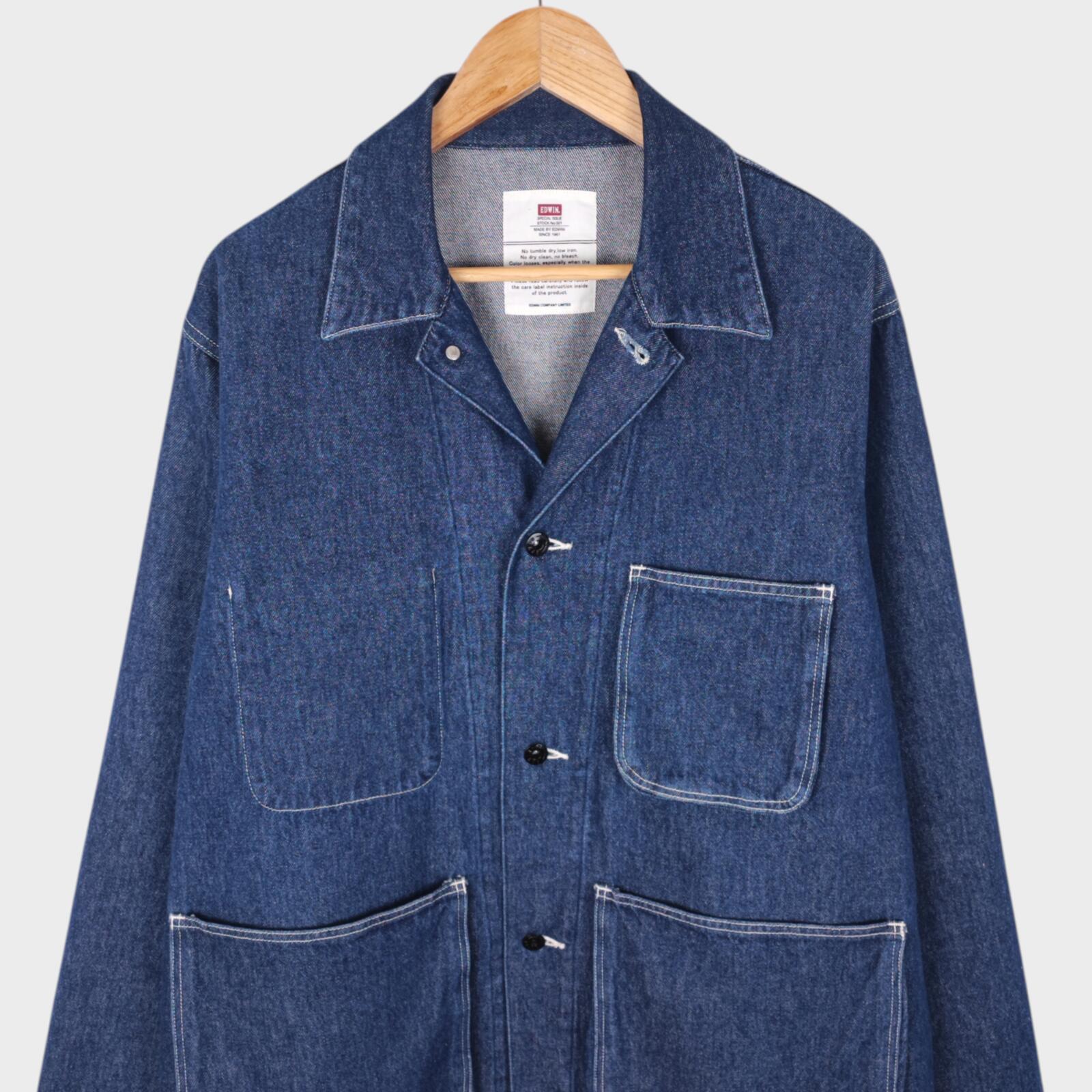 EDWIN Japan Men's Blue Relaxed Fit Denim Chore Jacket