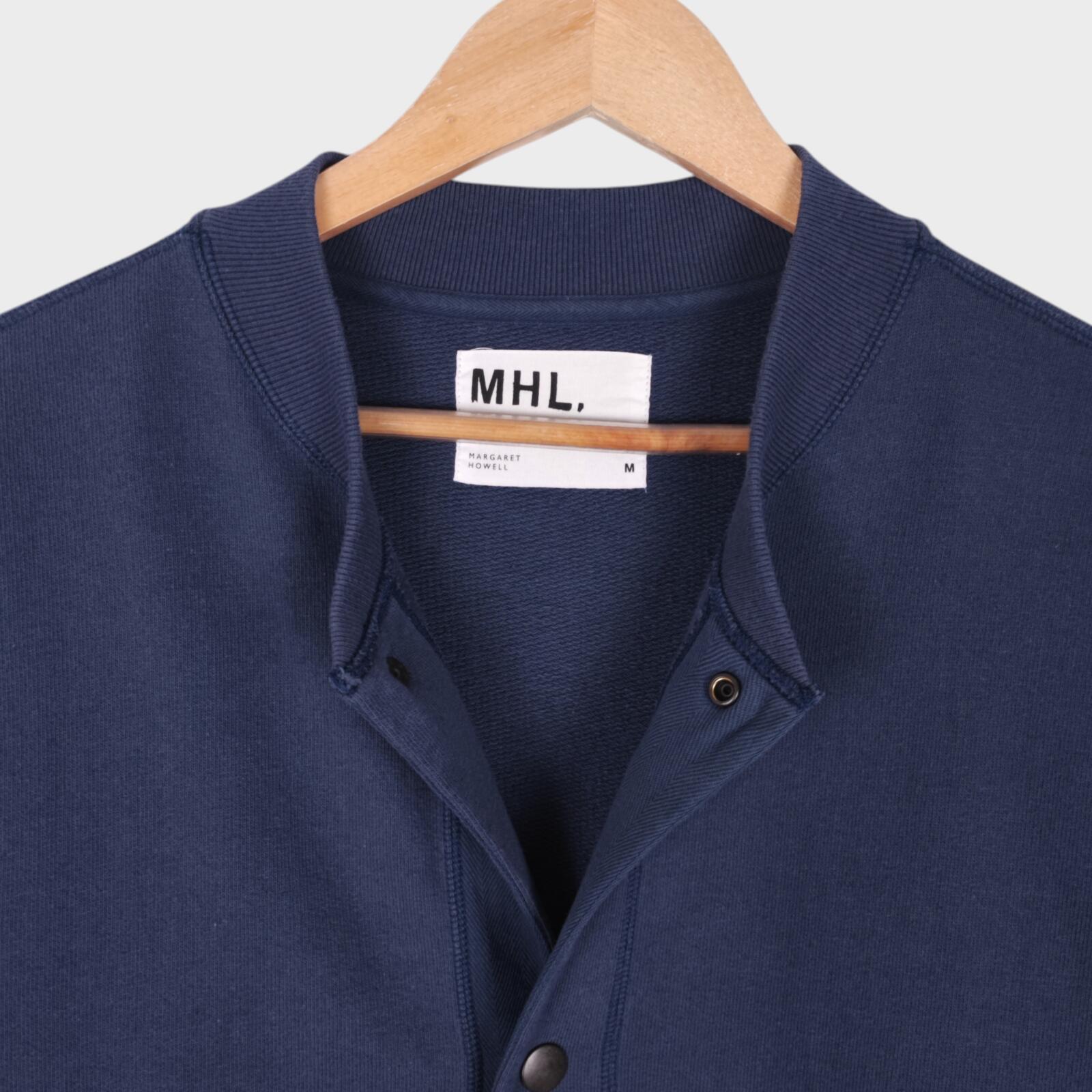 MHL MARGARET HOWELL Men's Vintage Blue Buttoned Cotton Jersey Bomber Jacket
