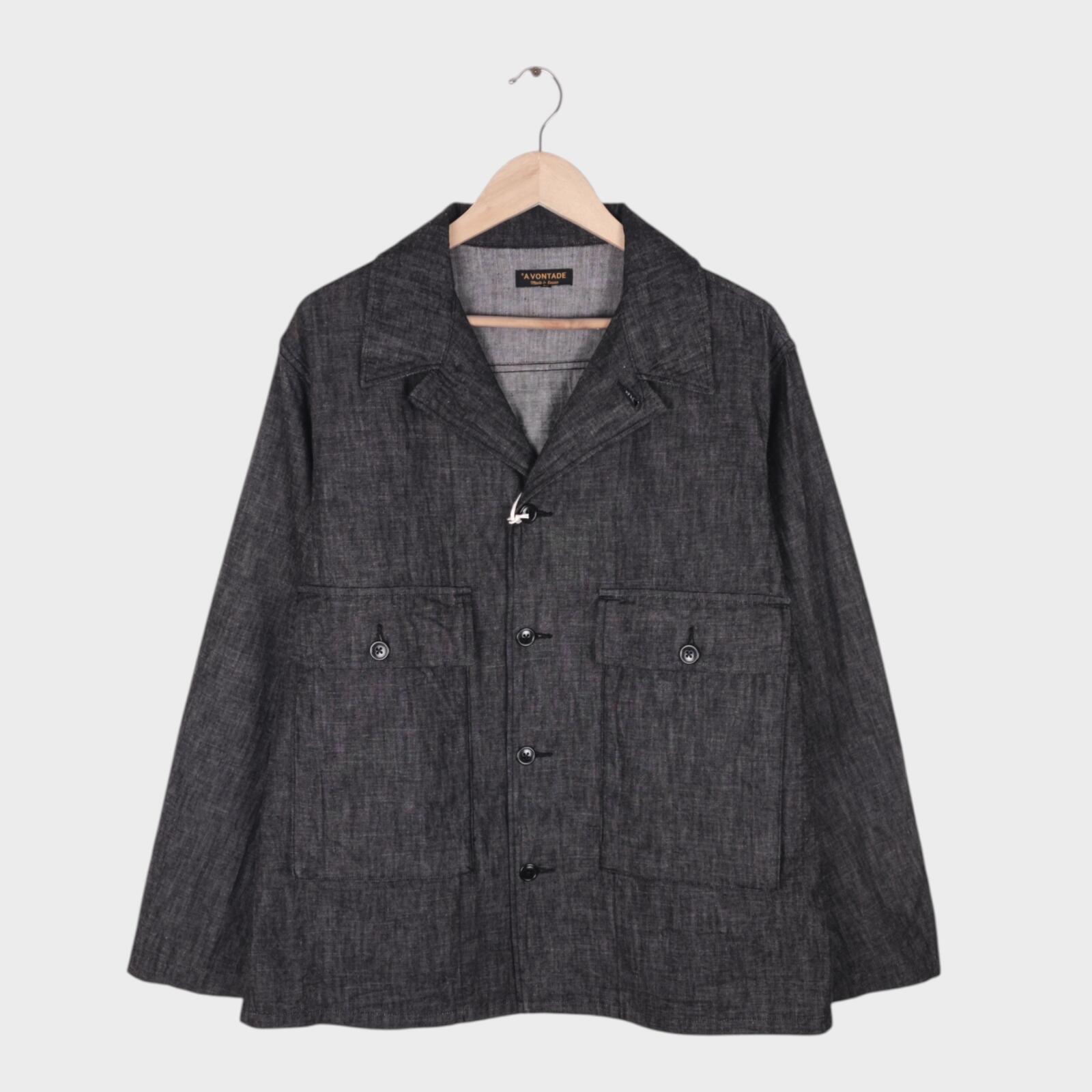 A VONTADE Men's Made in Japan Black Denim Naval Utility Jacket