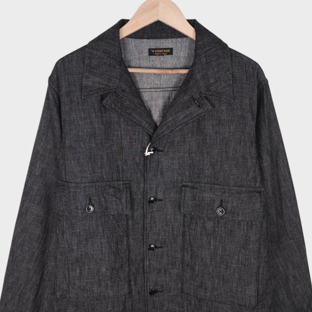 A VONTADE Men's Made in Japan Black Denim Naval Utility Jacket