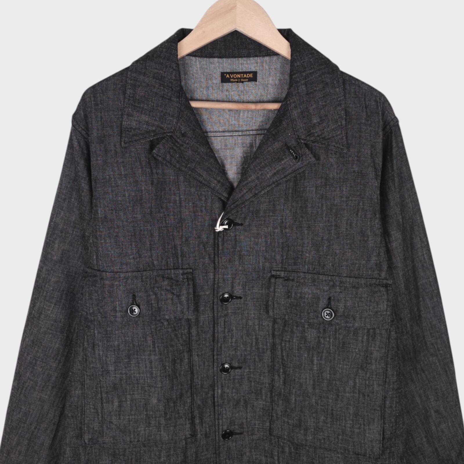 A VONTADE Men's Made in Japan Black Denim Naval Utility Jacket