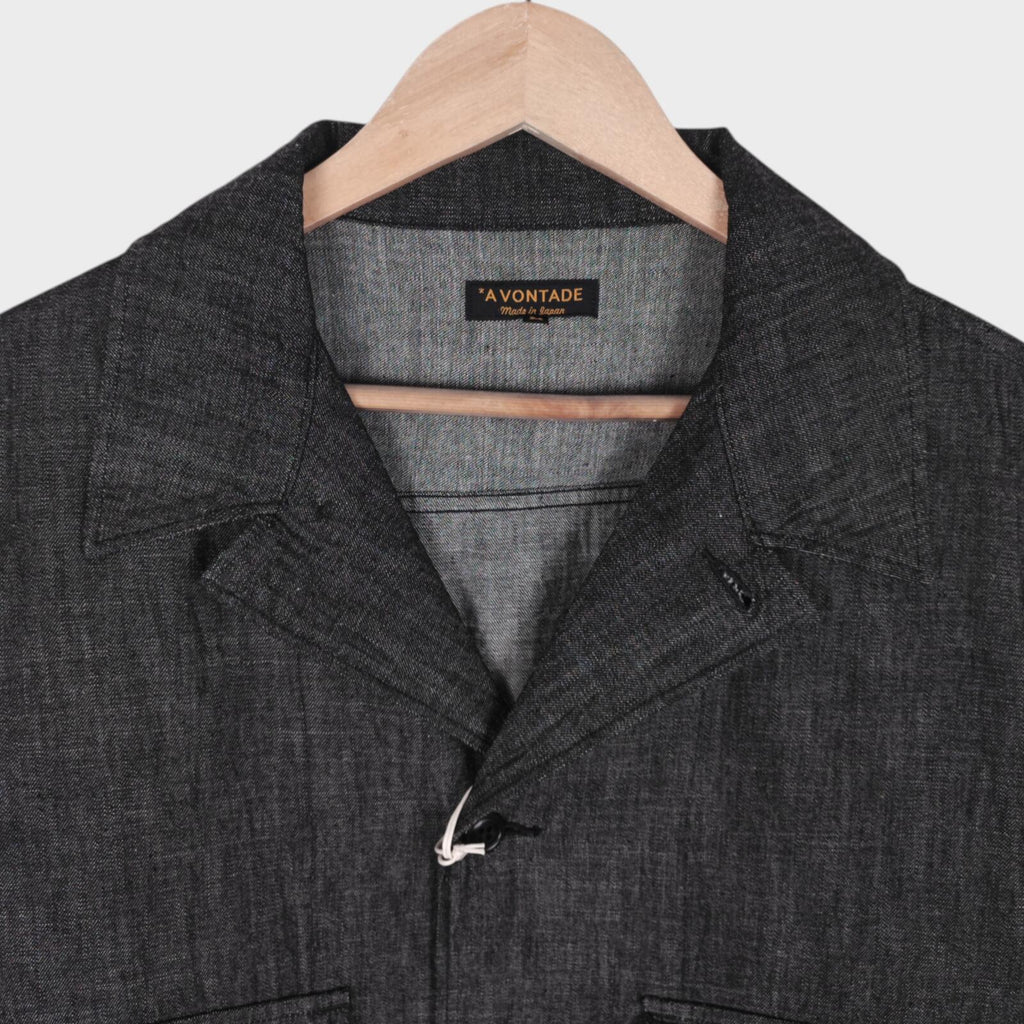 A VONTADE Men's Made in Japan Black Denim Naval Utility Jacket