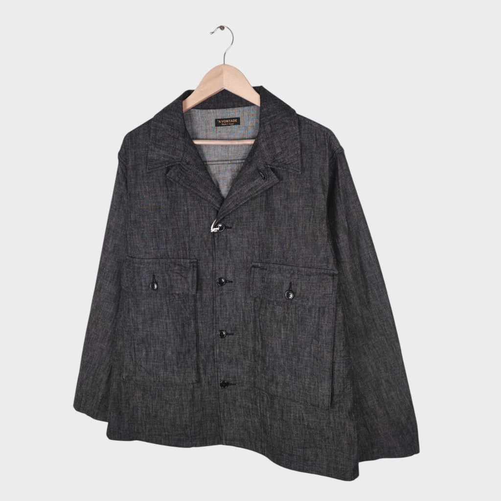 A VONTADE Men's Made in Japan Black Denim Naval Utility Jacket