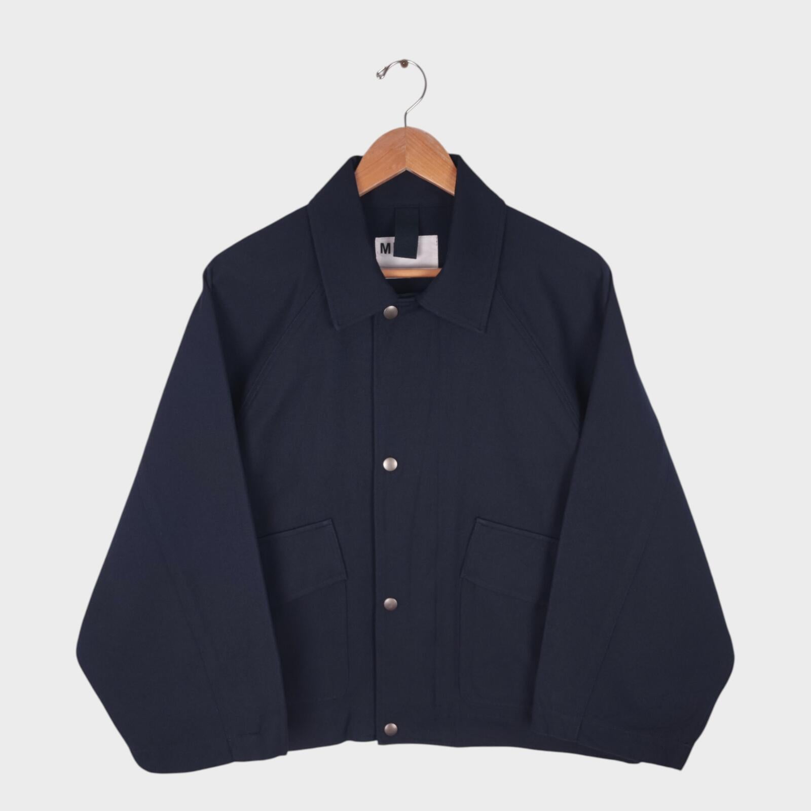 MHL MARGARET HOWELL Men's Navy Cotton/Wool Blend Relaxed Fit Blouson Jacket