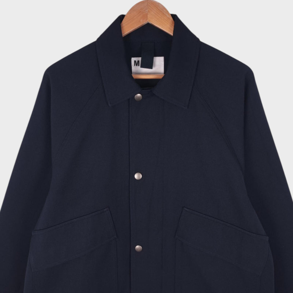 MHL MARGARET HOWELL Men's Navy Cotton/Wool Blend Relaxed Fit Blouson Jacket