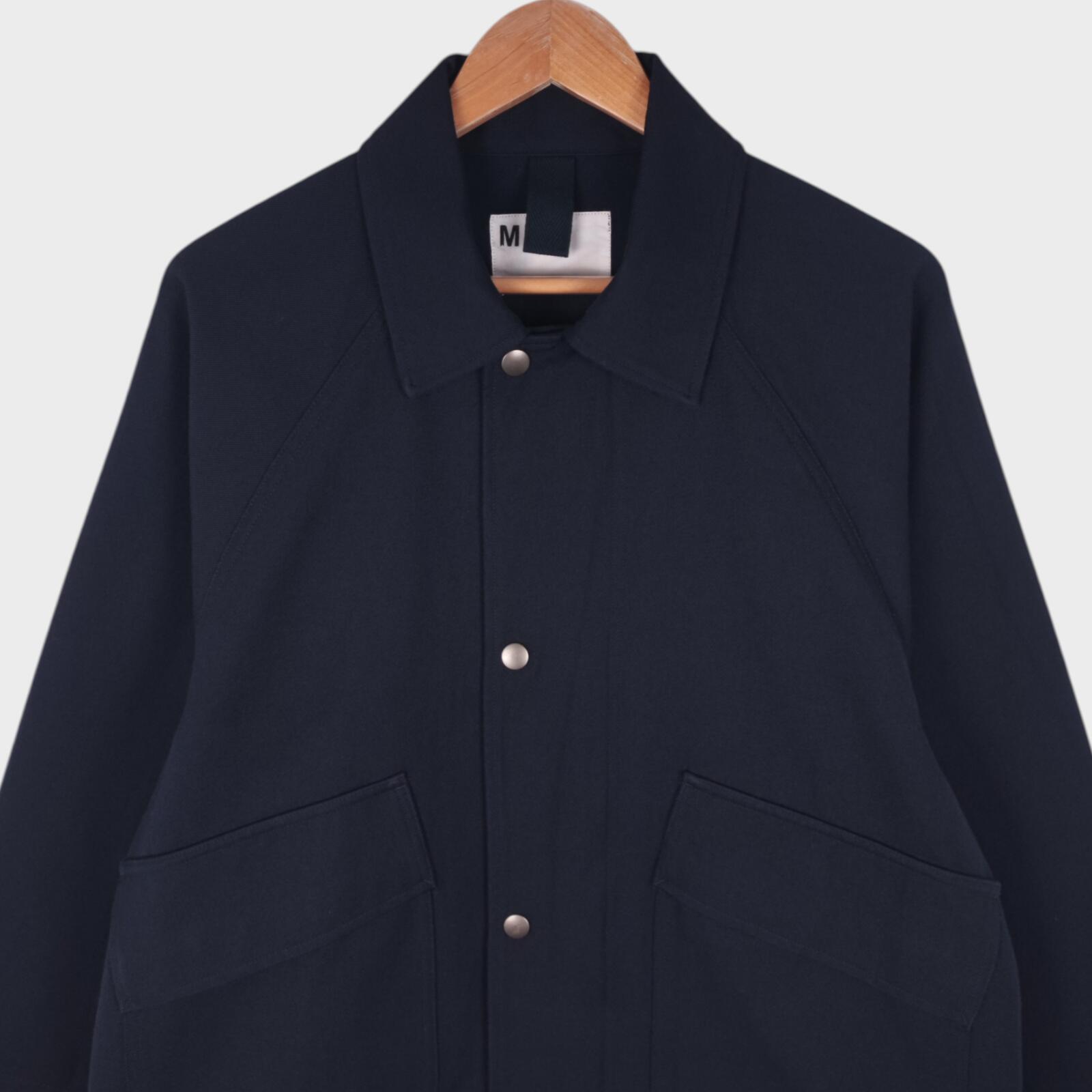 MHL MARGARET HOWELL Men's Navy Cotton/Wool Blend Relaxed Fit Blouson Jacket