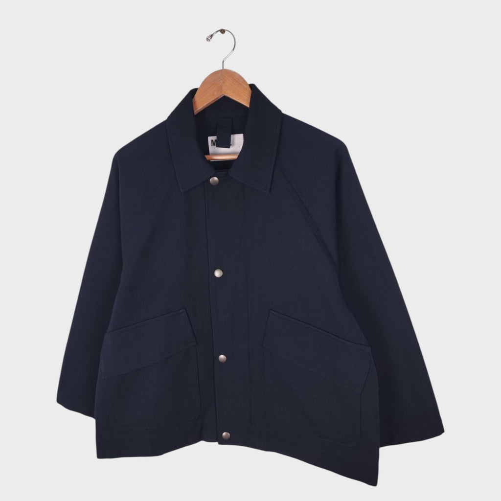 MHL MARGARET HOWELL Men's Navy Cotton/Wool Blend Relaxed Fit Blouson Jacket
