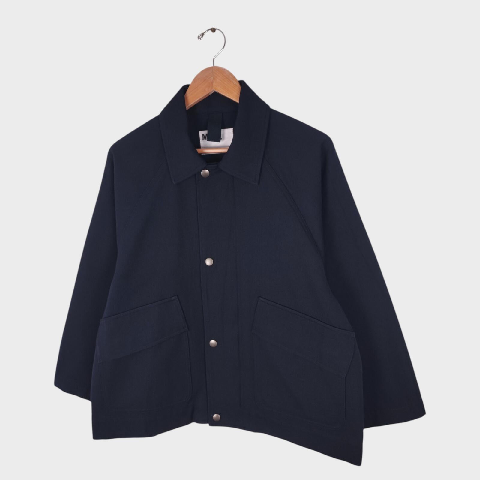 MHL MARGARET HOWELL Men's Navy Cotton/Wool Blend Relaxed Fit Blouson Jacket