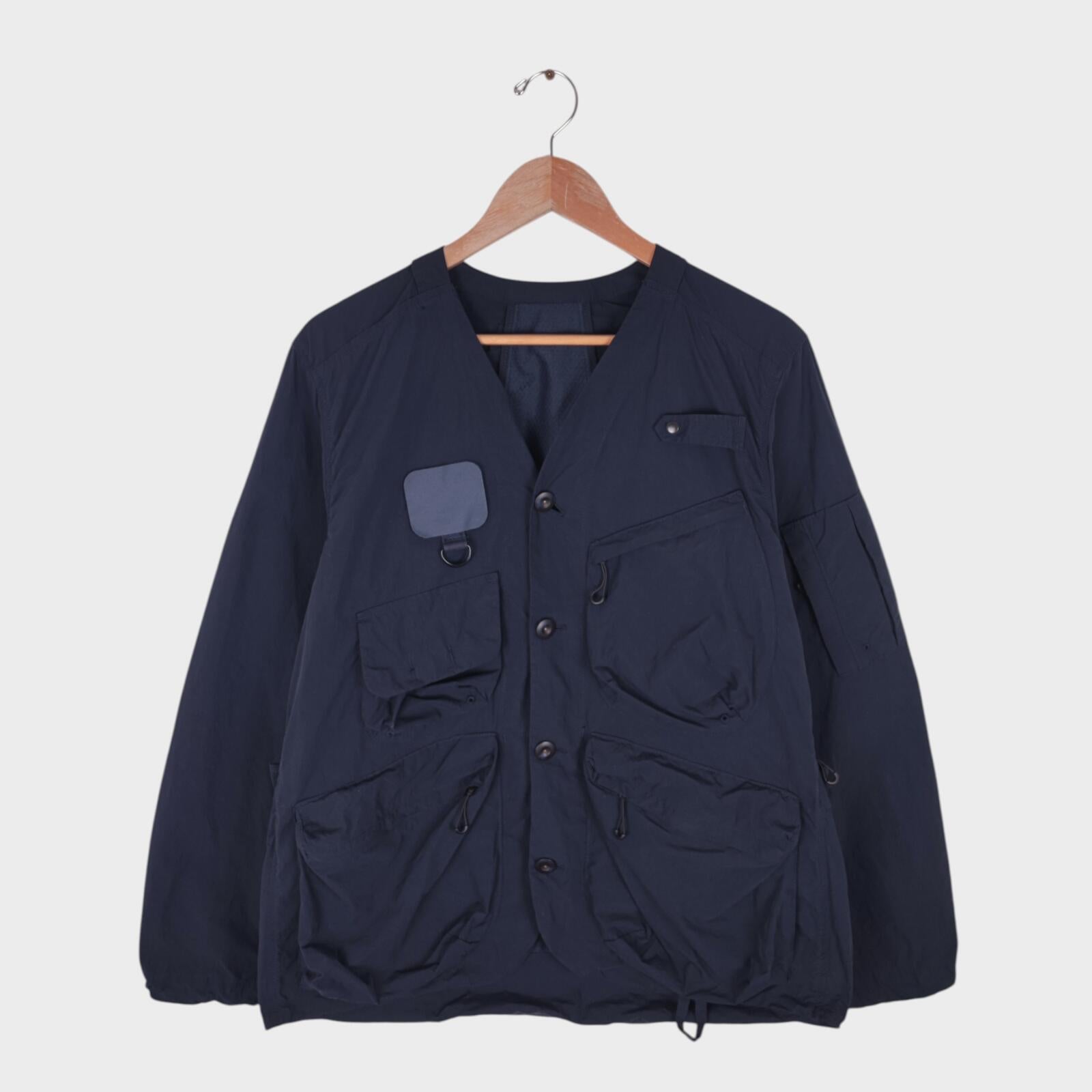 NORBIT BY HIROSHI NOZAWA Men's Navy Blue Nylon Utility Field Parka Jacket