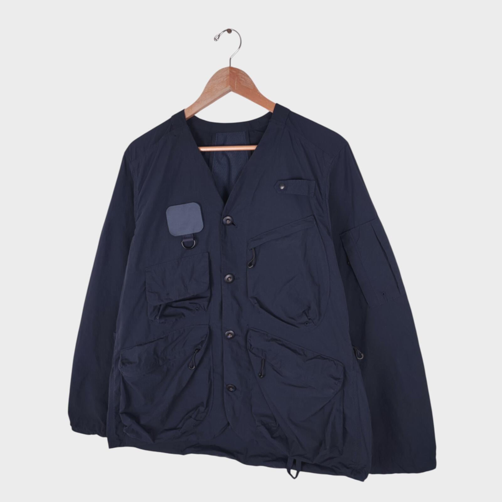 NORBIT BY HIROSHI NOZAWA Men's Navy Blue Nylon Utility Field Parka Jacket