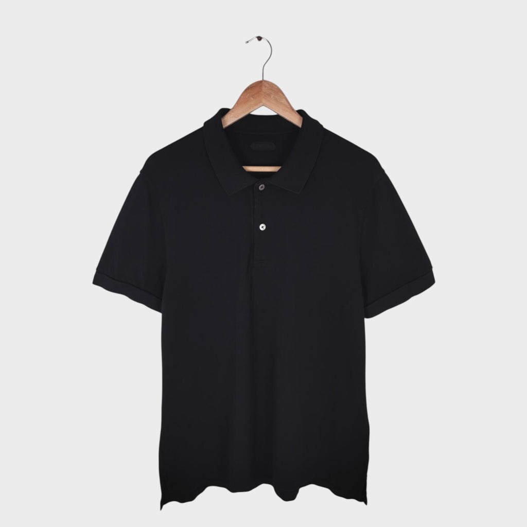 TOM FORD Men's Black Cotton Pique Polo Shirt