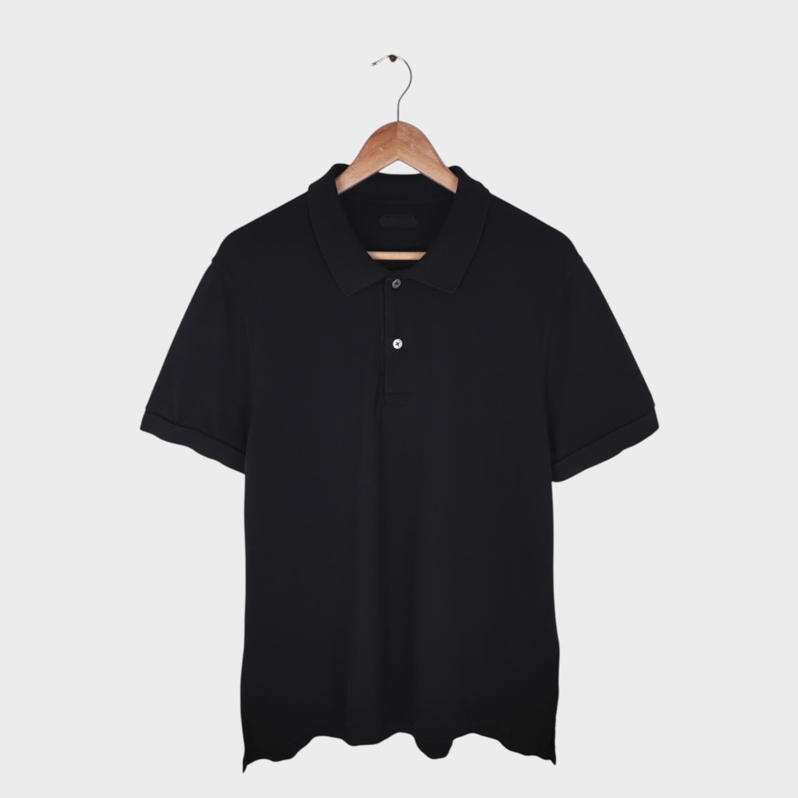 TOM FORD Men's Black Cotton Pique Polo Shirt