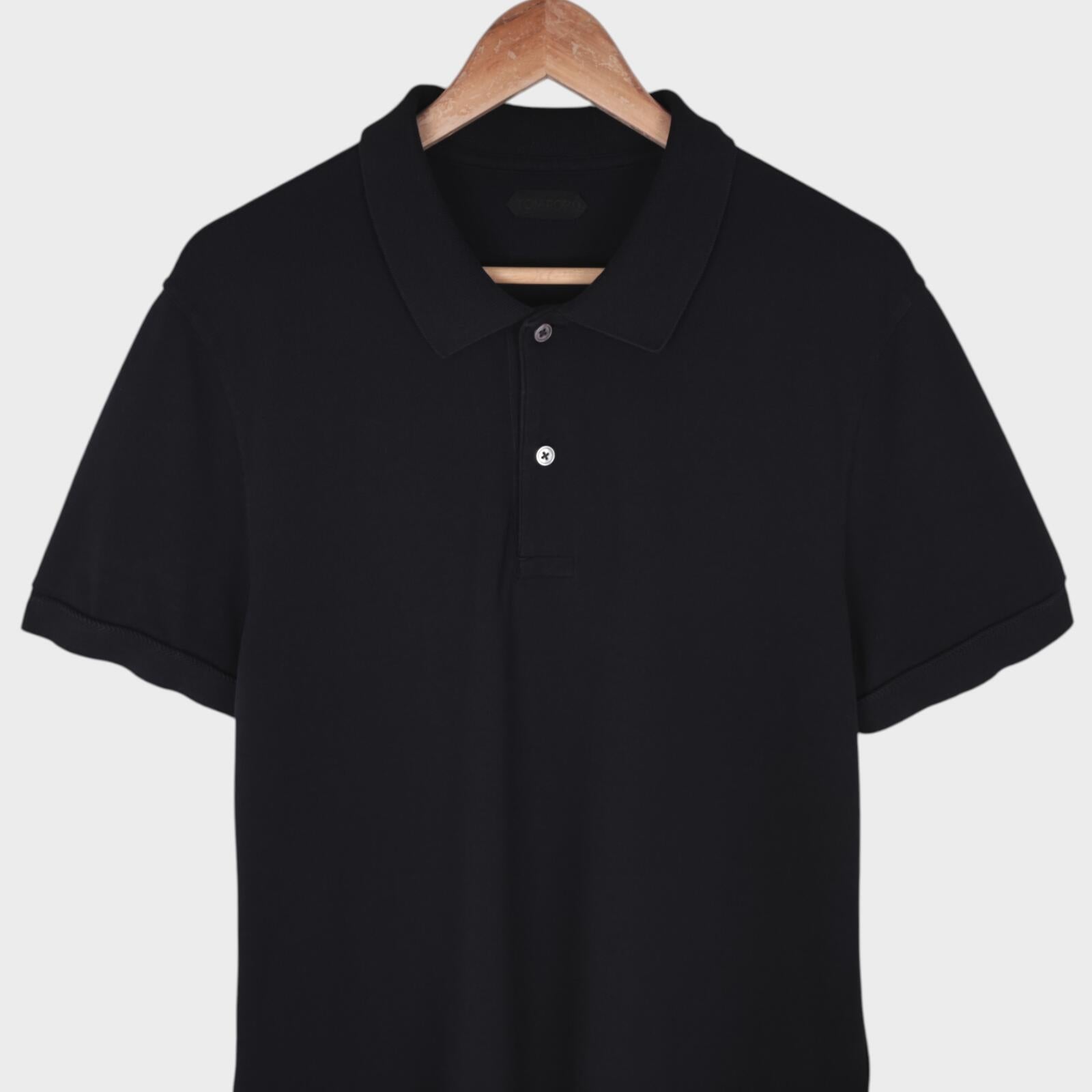TOM FORD Men's Black Cotton Pique Polo Shirt