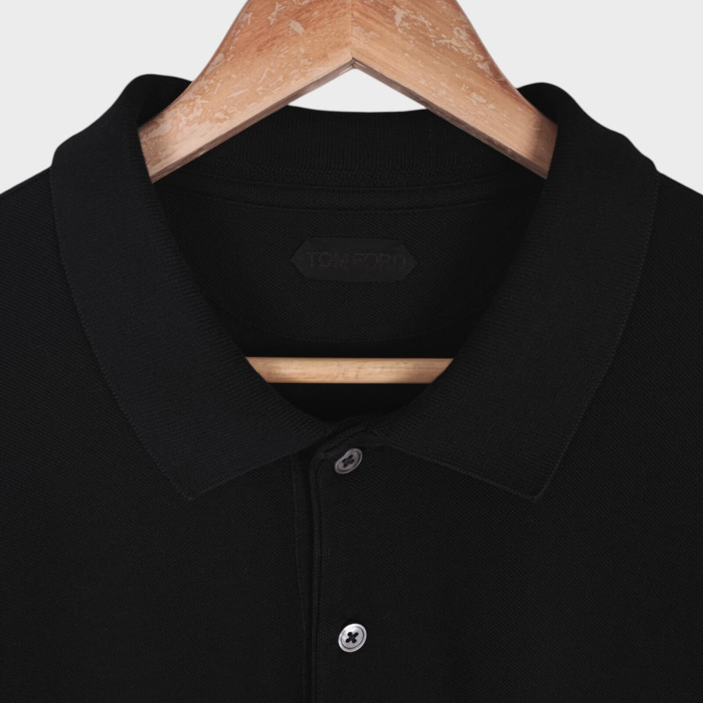 TOM FORD Men's Black Cotton Pique Polo Shirt