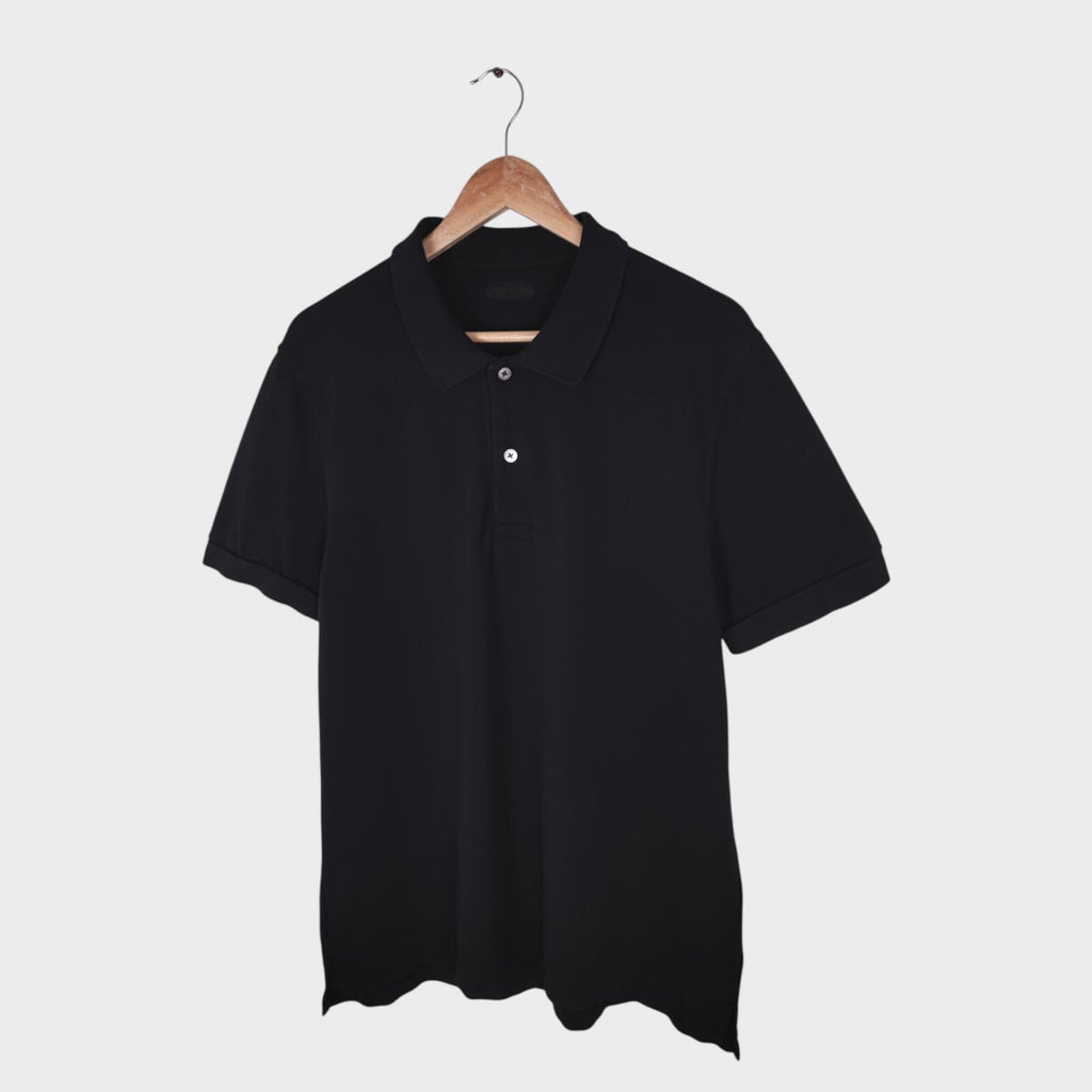 TOM FORD Men's Black Cotton Pique Polo Shirt