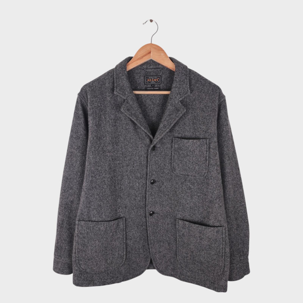 BEAMS PLUS Men's Grey Wool Chore Jacket