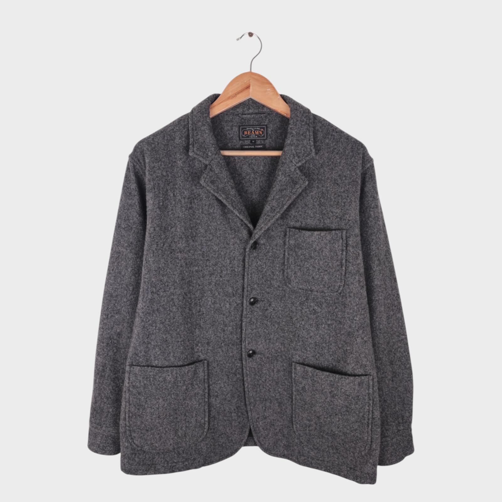 BEAMS PLUS Men's Grey Wool Chore Jacket