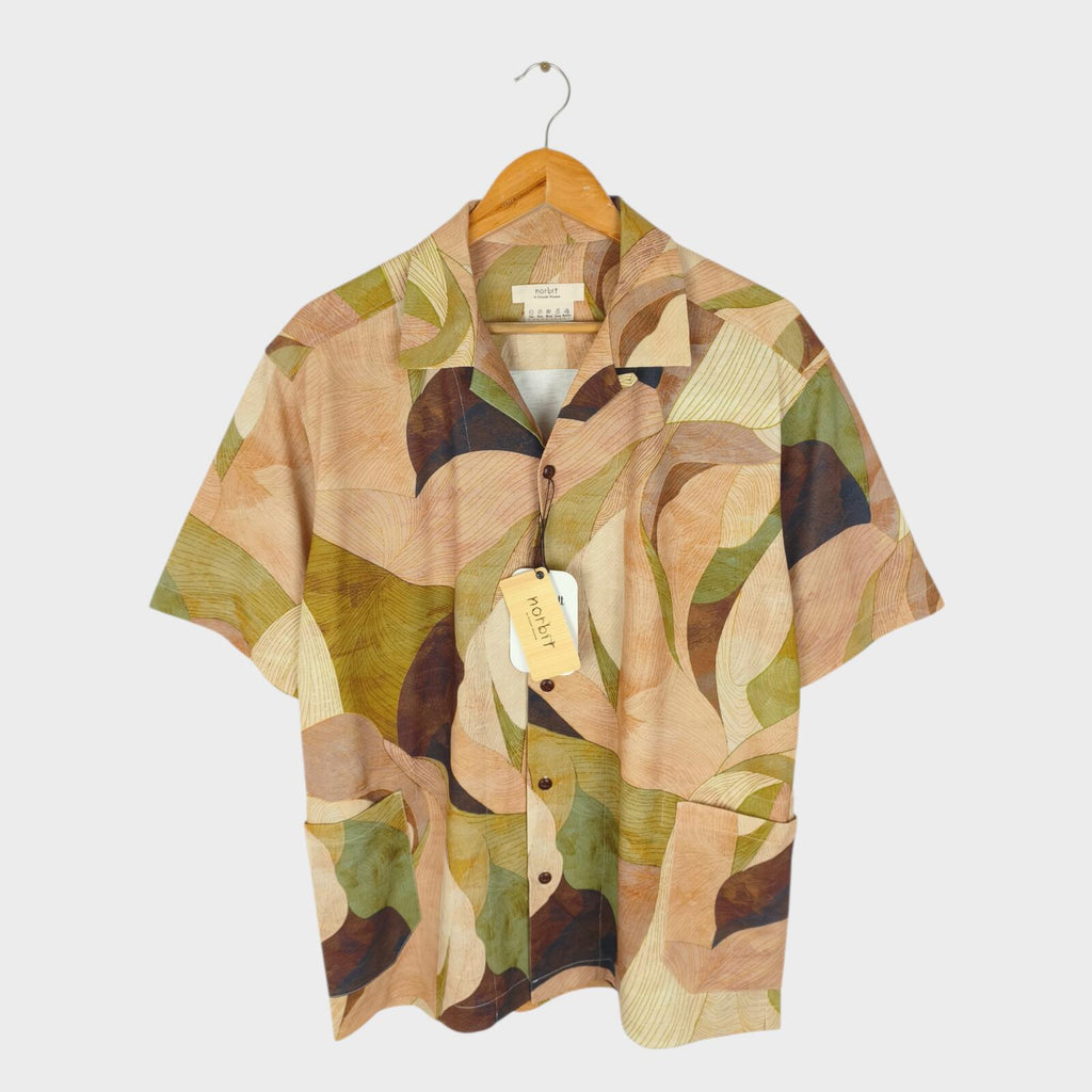 NORBIT BY HIROSHI NOZAWA Men's Leaf Camo Aloha Shirt